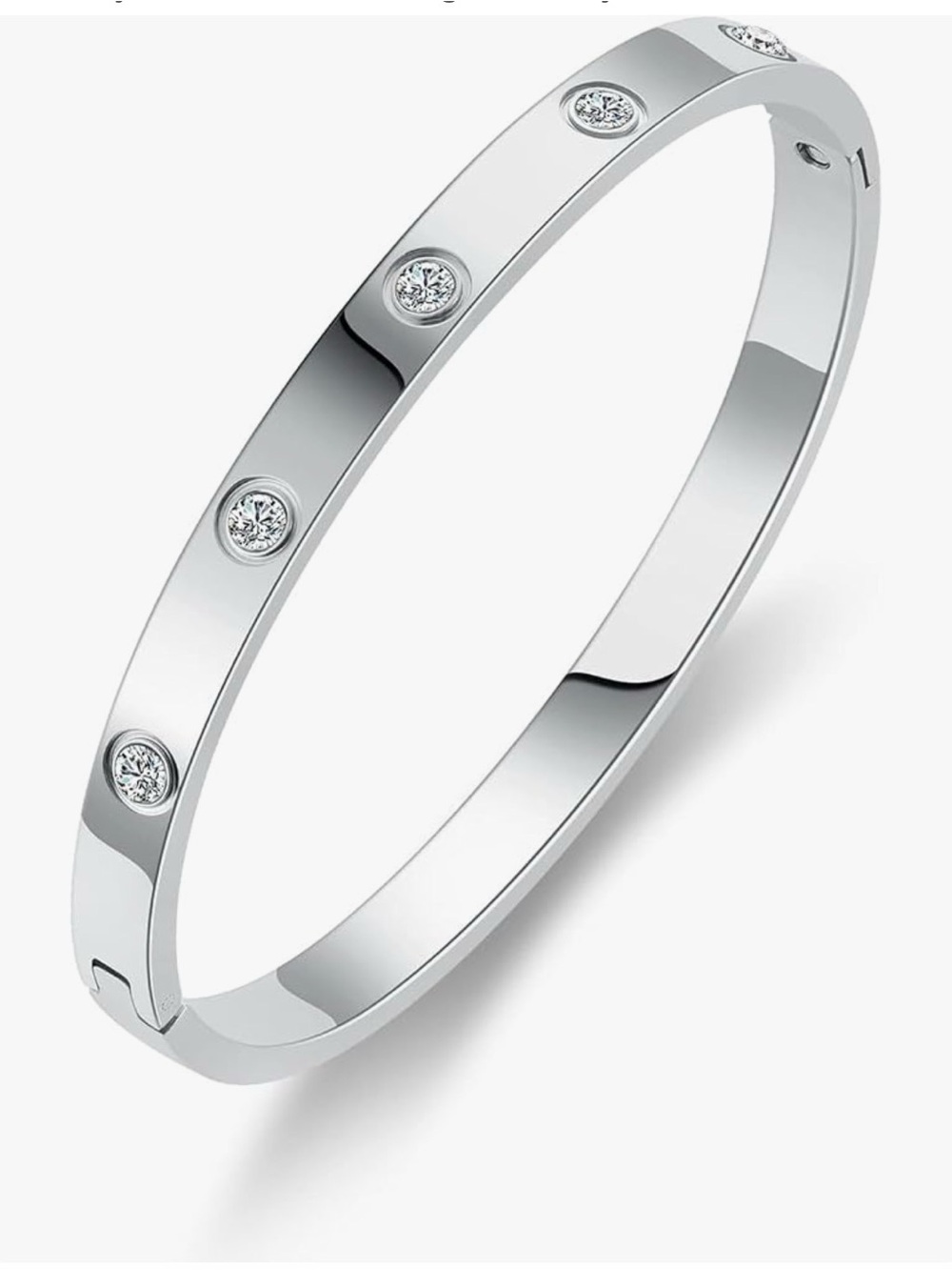 Sterling Silver CZ Accent Bangle Bracelet - Silver